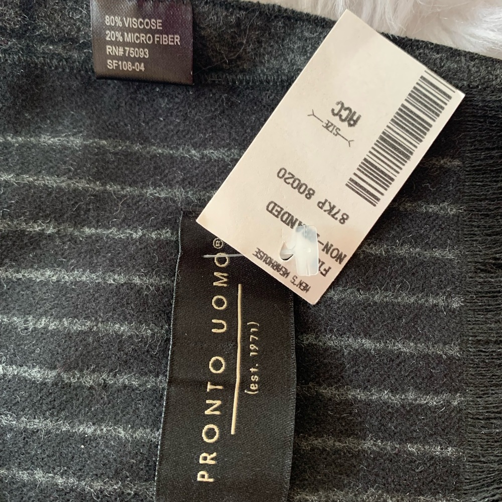 PRONTO UOMO Mens black and gray 80% viscose so soft plaid fringe scarf β¦ - Picture 3 of 7